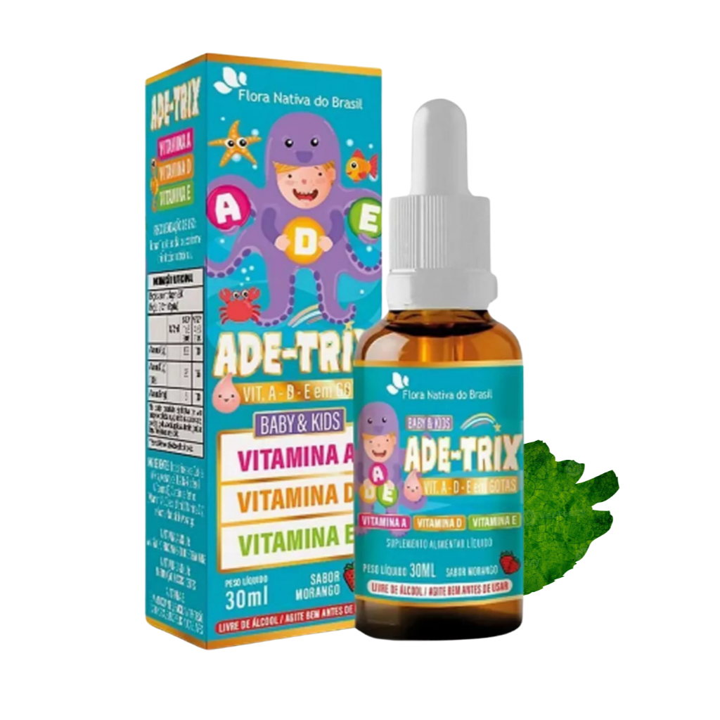 ADE-TRIX VITAMINA A, D, E EM GOTAS BABY E KIDS 30ML SABOR MORANGO