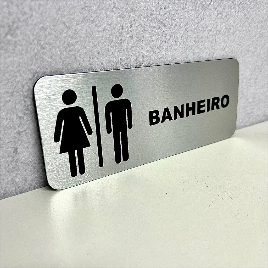 Placa Sinalização Porta Banheiro Wc em ACM em Oferta na Shopee