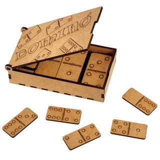 Jogos de Dominó em mdf crú - COM CAIXA, para brindes,  lembrancinhas e eventos em geral em Oferta na Shopee