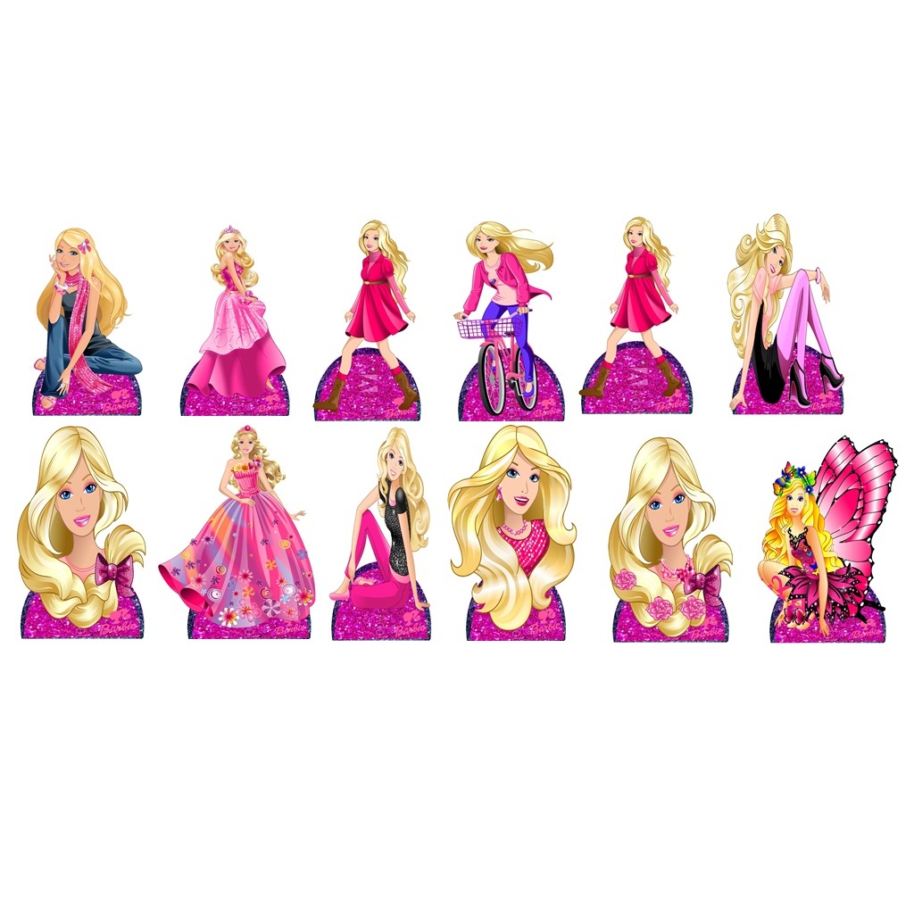 barbie 10 diplays de festa de mdf em Oferta na Shopee
