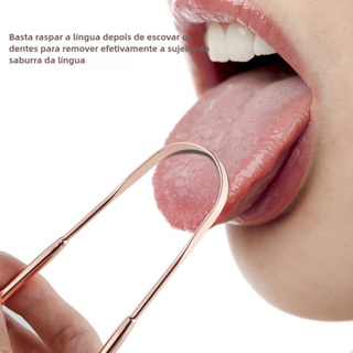 Limpador Raspador De Língua Em Aço Inox Para Higiene Bucal Promoção em Oferta na Shopee