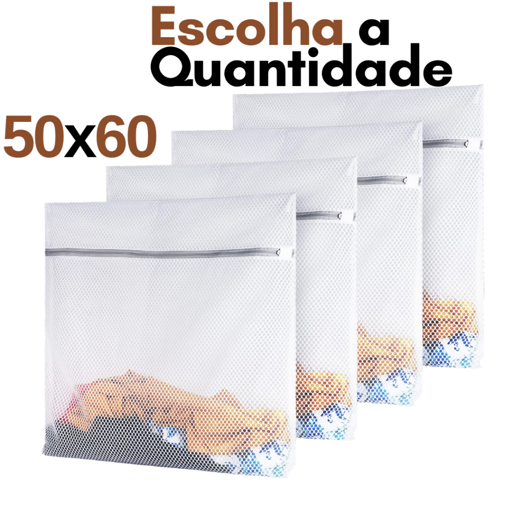 Kit Saco Lavar Roupa 50 x 60 Sacos para Lavadora Maquina Roupa Delicada Intima Tanquinho