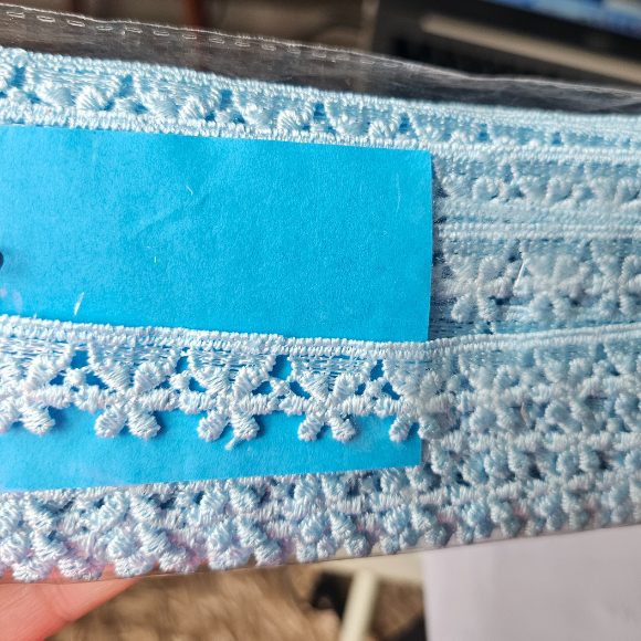 Renda Guipir Azul Bebê CHL-652 1 Metro Acabamento Luxo para Festas e Personalizados