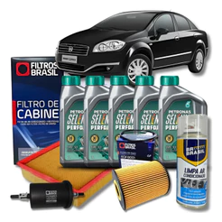 Kit Revisão Óleo Filtros Higienizador - Fiat Linea 1.8 16V E-torq 2010 A 2013 2014 2015 2016 - 5W30