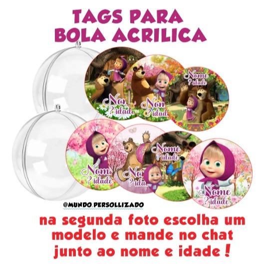 marsha e o urso tags para bola acrilica esfera acrilica masha