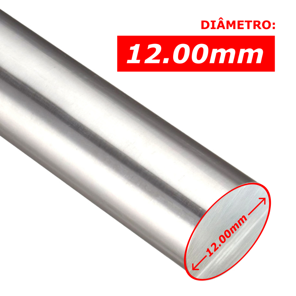 Barra Redonda Inox 12mm - Tarugo Haste Eixo Vergalhao Trefilado
