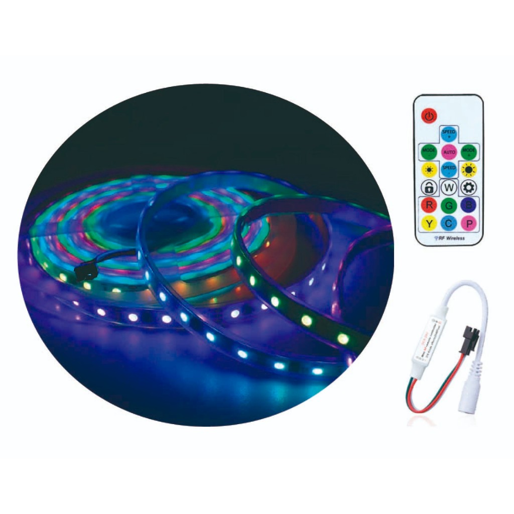 Fita de Led 2811 ENDEREÇÁVEL Digital Efeito Arcoíris 5 Metros  Com ou Sem Controlador Ip67 Rgbic