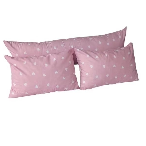 Kit capa de travesseiro de corpo(Xuxão)com par de fronhas CORAÇÃO BRANCO 100% algodão com acabamento em zíper em Oferta na Shopee