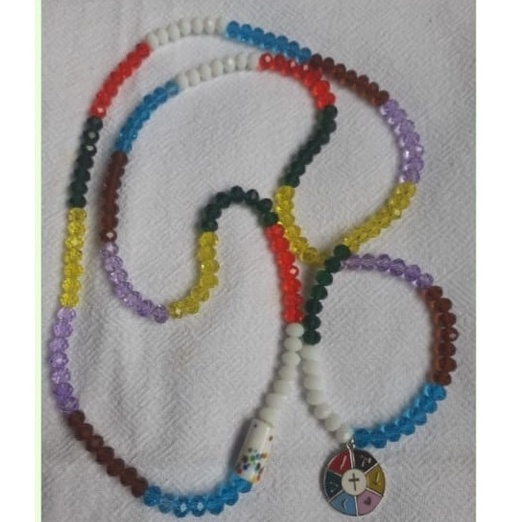 Guia 7 Linhas Cristal Vidro 8mm Especial com pingente e firma Tamanho 60 centimetros fechada. em Oferta na Shopee