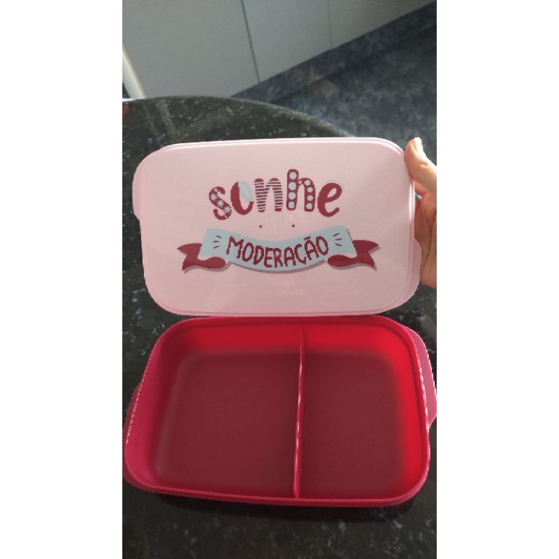 Basic line slim  com divisória 590 ml Sonhe com moderação TUPPERWARE