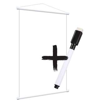 Banner branco plastificado escreve e apaga + caneta em Oferta na Shopee