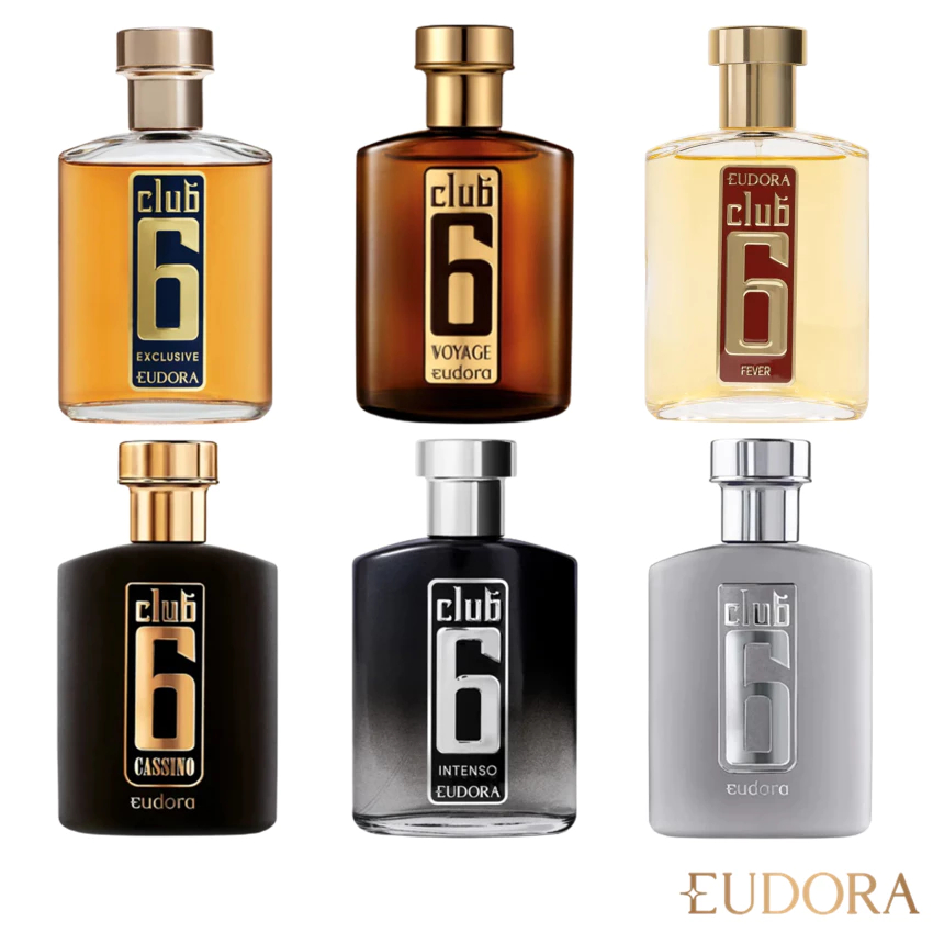 Colônia Club 6 Eudora 95ml(Perfume Masculino):Clássico, Cassino, Exclusive, Intenso, Voyage ou Fever