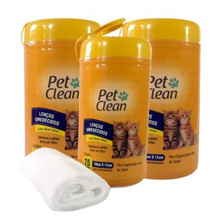 3 Potes Lenços Umedecidos para Gatos Diminui Efeito Bola de Pelos 75 unid cada em Oferta na Shopee