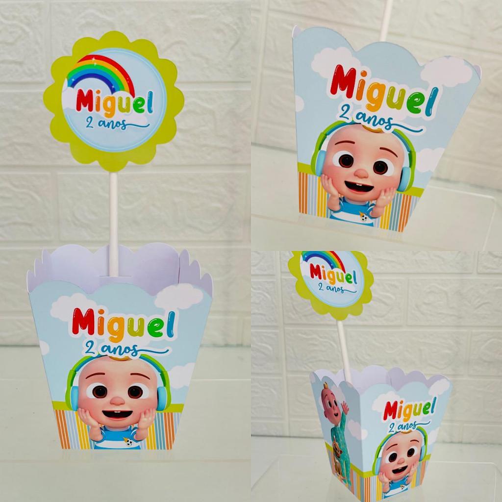 Centro de mesa cachepot  cocomelon, centro de mesa cocomelon, lembrancinha cocomelon, caixinha cocomelon (pegue e monte)