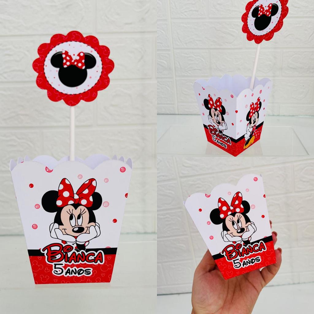 Centro de mesa cachepot minnie, caixinha minnie, cachepô minnie, lembrancinha minnie (pegue e monte)