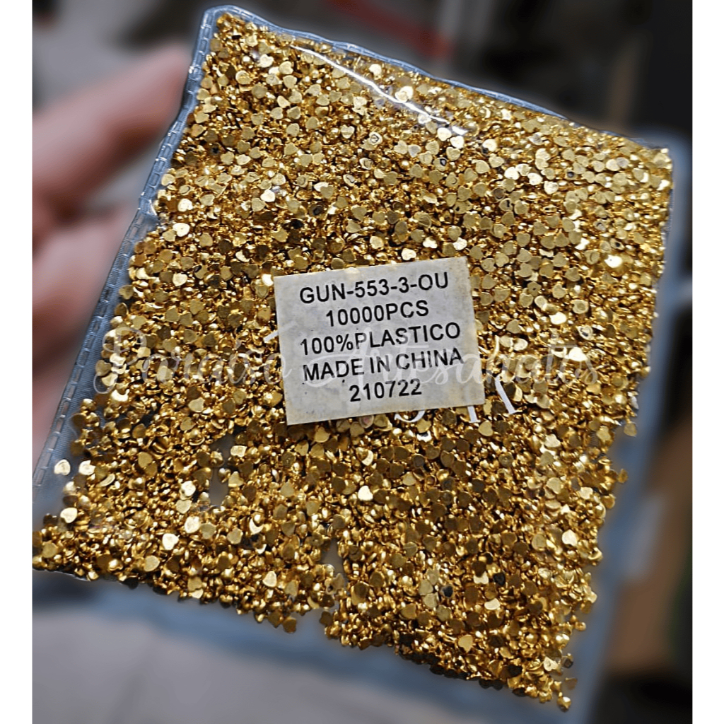 Pedrarias para Unhas coração dourado 3mm 10000 peças pacote fechado atacado nail art adesivos artesanais