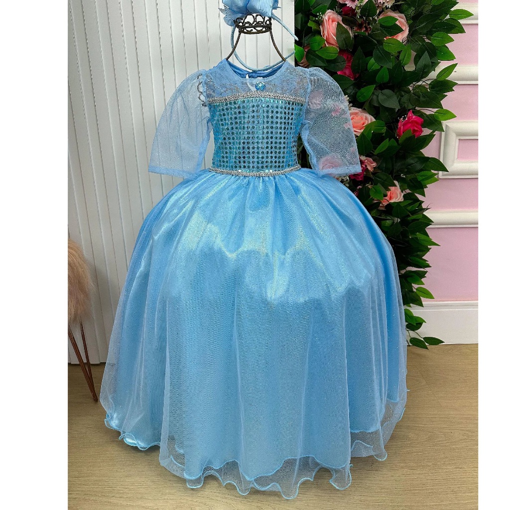 Fantasia Elsa Frozen Vestido E Capa Infantil Juvenil