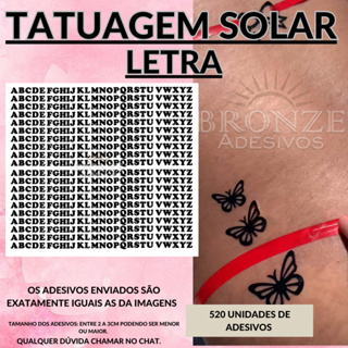 468 letras para tatuagem solar para bronzeamento.Tatuagem de letra para bronzeamento solar. em Oferta na Shopee
