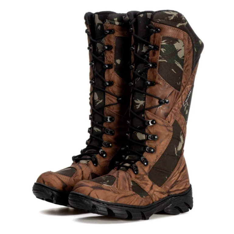 Bota Botina Coturno Militar Cano Alto Caça Pesca Pantaneira Campineira Selva Tatico Exercito Camuflado Fulgore Militar