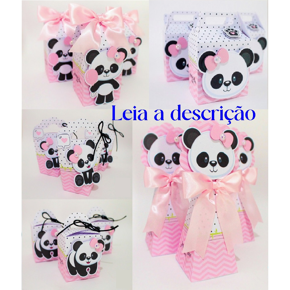 Kit PEGUE E MONTE urso panda | Lembrancinhas caixinhas personalizadas | festa Aniversário | Com ou Sem Aplique