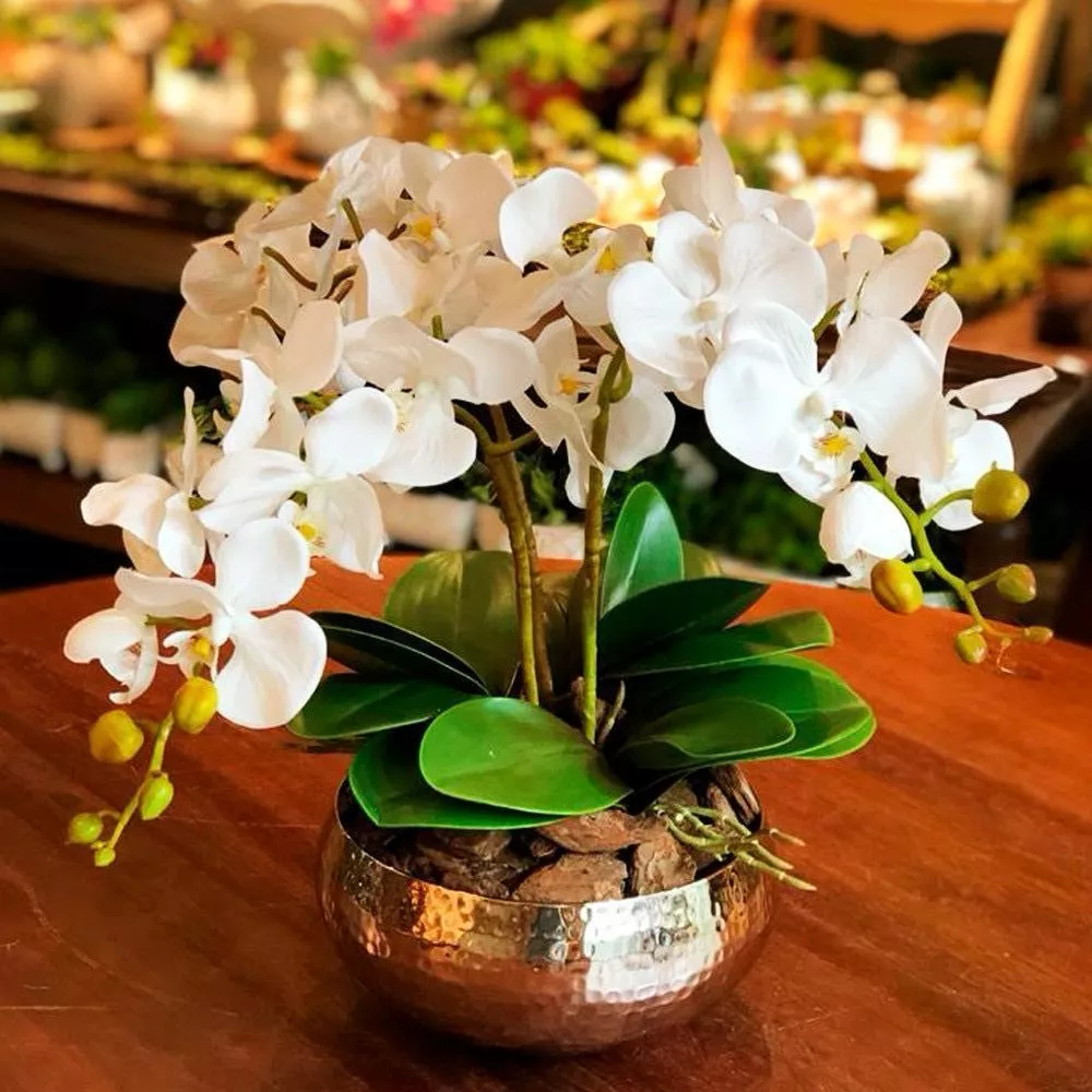 Kit 2 Folhas De Orquídea Artificial Complemento De Arranjos Folhagem