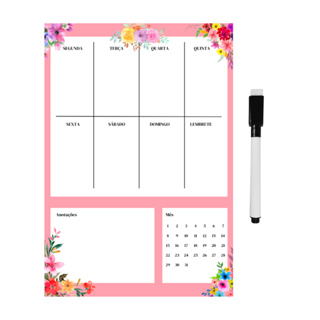 Ima De Geladeira Lembrete Organizador Planner Mensal Semanal Planejamento Magnético Rosa Com Caneta em Oferta na Shopee