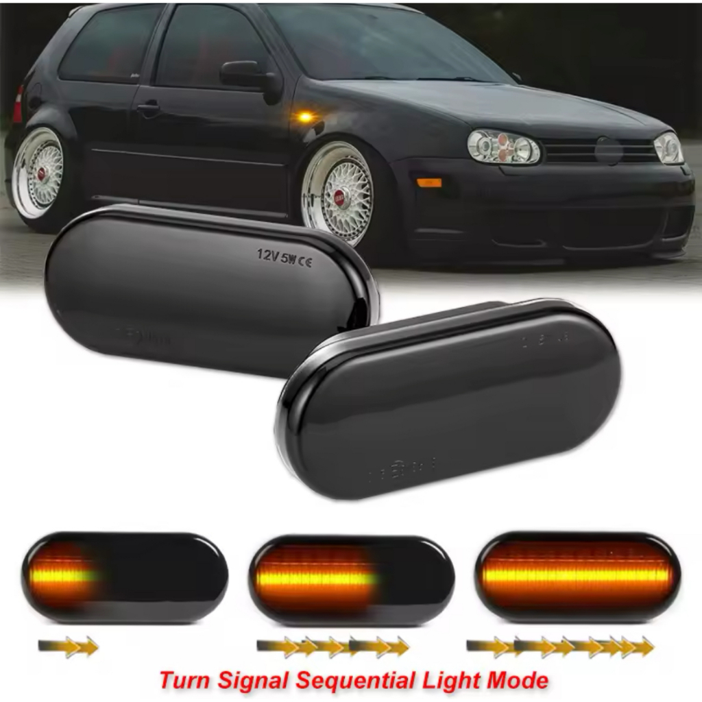 Par de seta pisca Sequencial Marcador Lateral, VW Golf 3, MK3, MK4, Passat 3BG, Polo 6N, 9N, Bora.