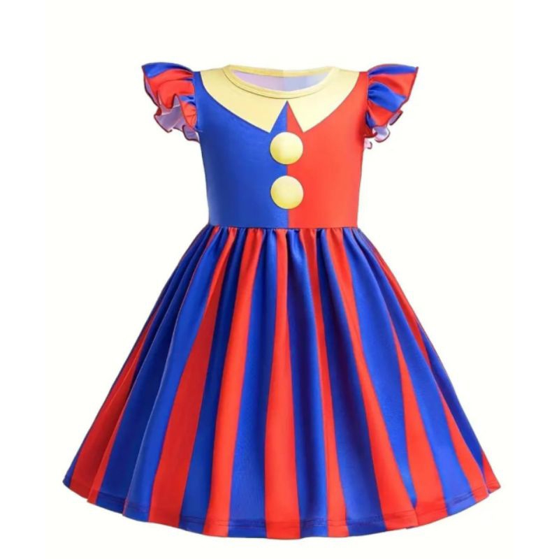 vestido infantil pomni digital Circus para festa fantasia aniversário cosplay