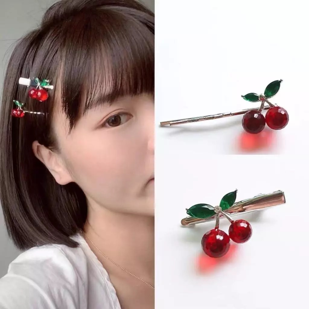Cabeleireiro Coreano Bonitinho Japonês Garota Cereja Clip Bangs Side Clip Hairpin