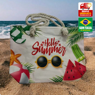 Bolsa de Praia Estampada GRANDE 65CM ou MEDIA 49cm Feminina Alça Corda RD1094 RD1095 RD1096 em Oferta na Shopee