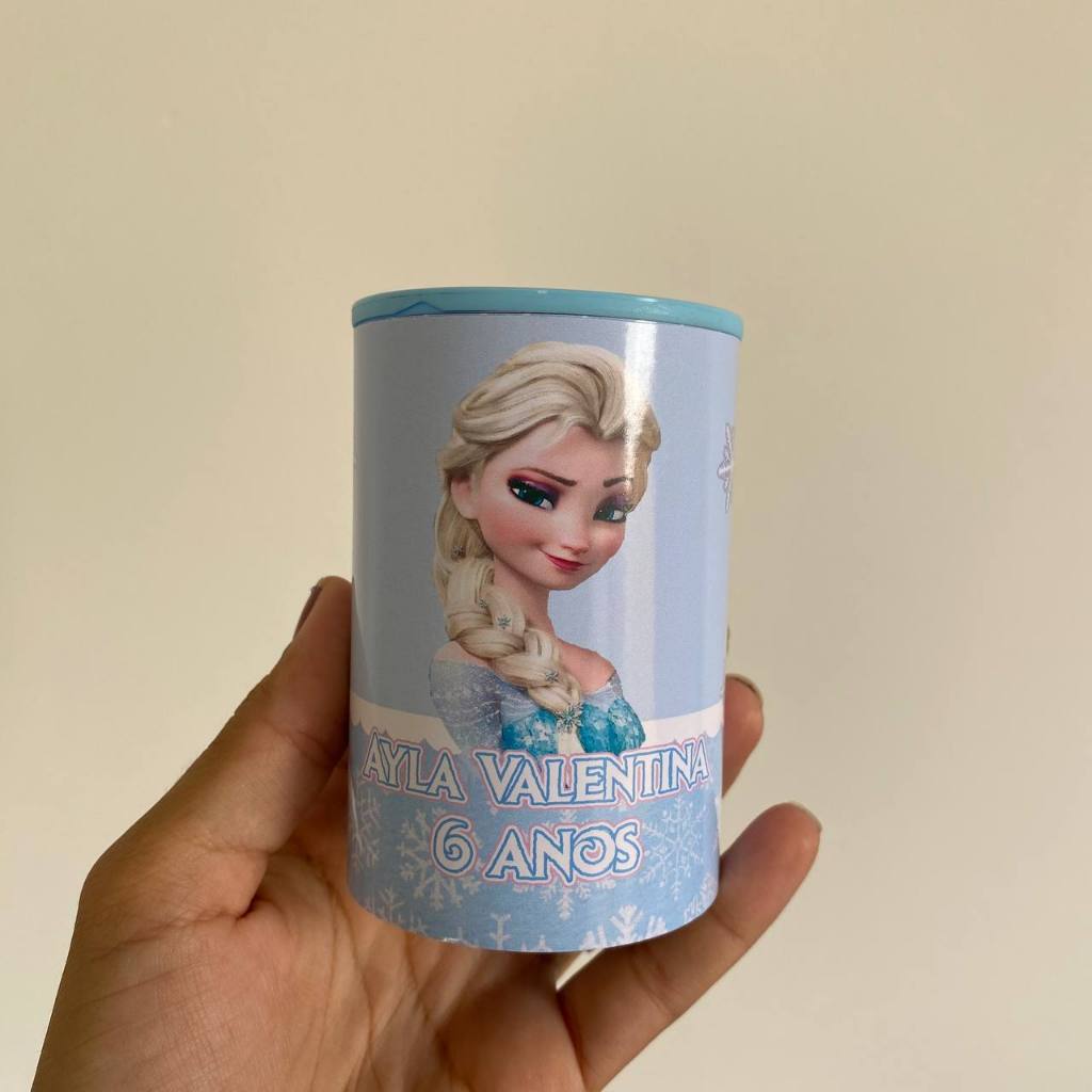 Rótulo Adesivo Personalizado Para Cofrinho Frozen/ Não acompanha cofrinho