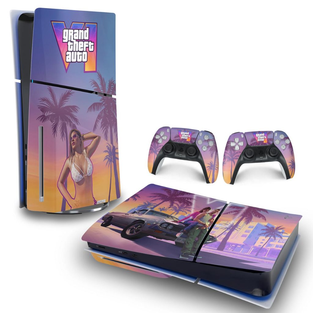 Skin PS5 Slim Playstation 5 Adesivo Horizontal - GTA 6 VI