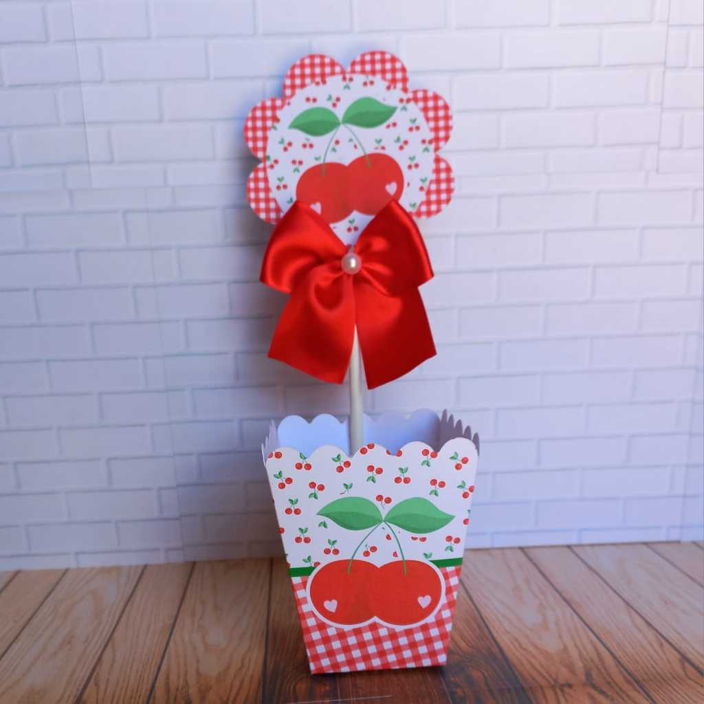 Centro de Mesa Cachepot Personalizado Cerejinha Lembrancinha de Mesa para Festa