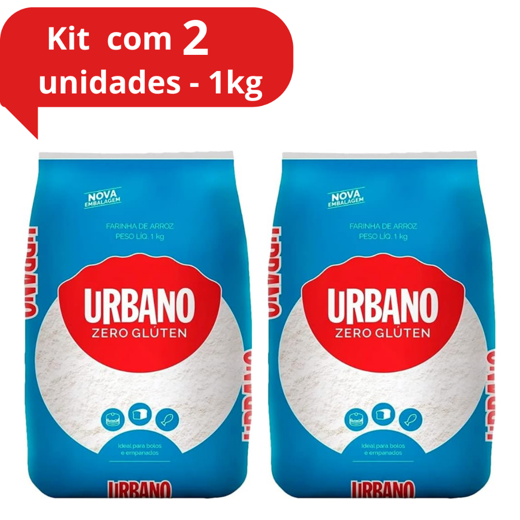 kit c/ 2 - Farinha de Arroz Urbano 1kg em Oferta na Shopee