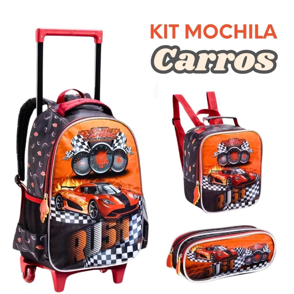 Kit 2 Em 1 Mochila Infantil Menino Carros Linda Reforçada Prática Grande em Oferta na Shopee