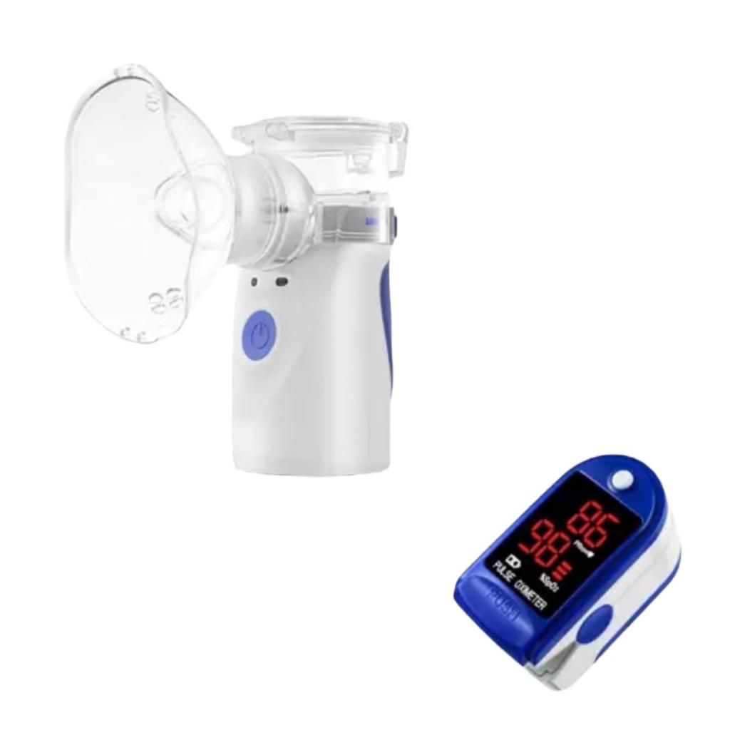Nebulizador E Oxímetro Inalador Portátil Bivolt Mesh Ultrassônico Sem Fio Recarregável Silencioso USB a Pilha