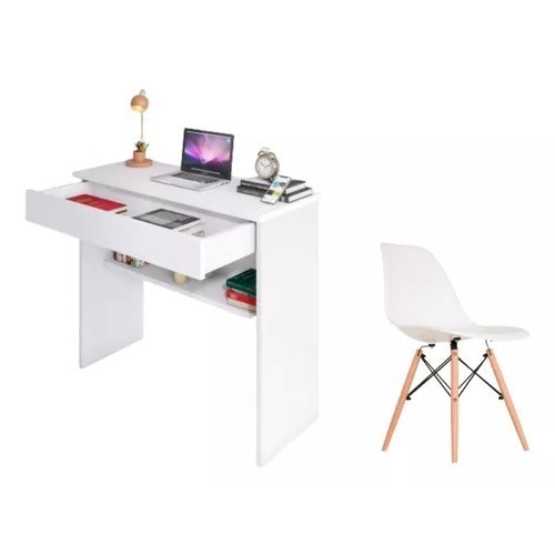 Mesa Moderna Industrial + Cadeira Eames Resistente Mesa Penteadeira Home-Office - Multiuso