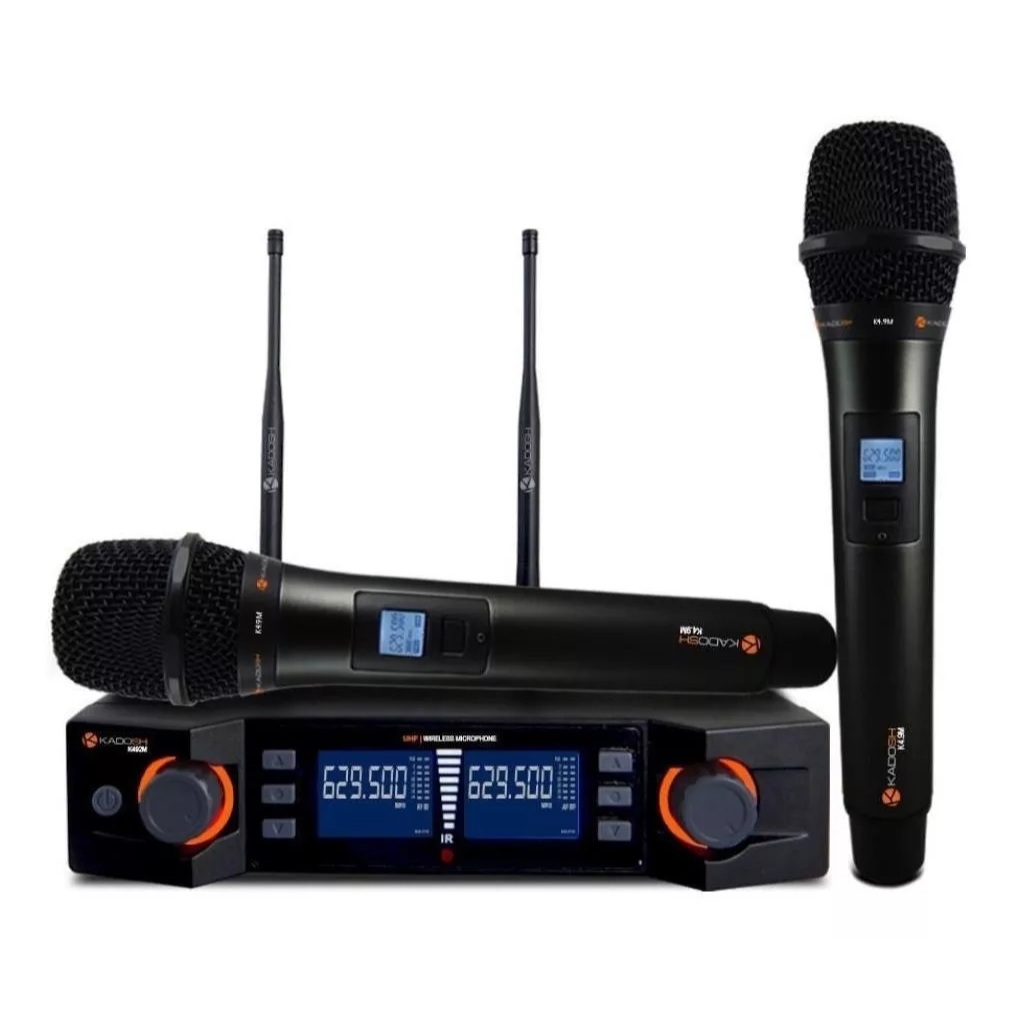 Microfone Profissional Kadosh Duplo Sem Fio Uhf Display Digital K-492m 2 Microfones K492 — imagem 2 de 2