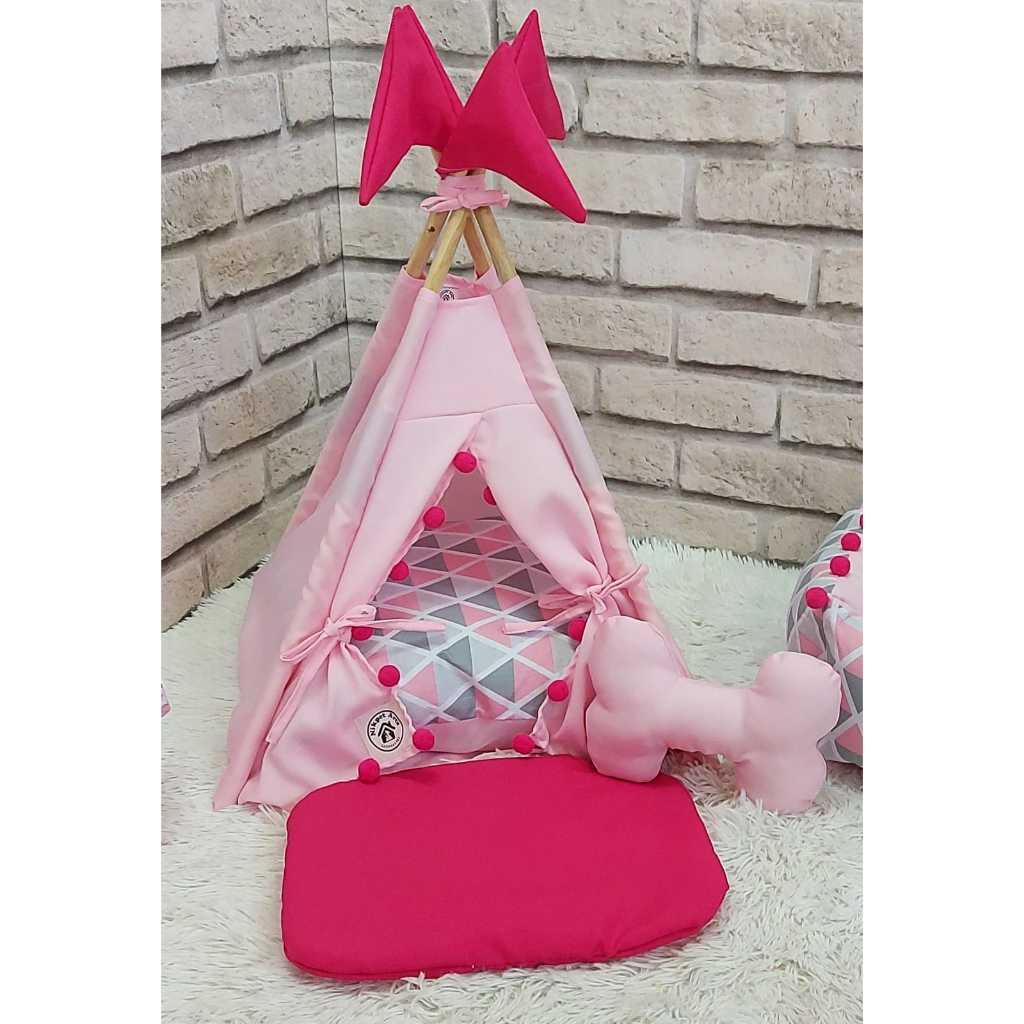 Cabana Rosa Toca Cama Para Cachorros E Gatos Lavavél Cesto Organizador Chevron Guarda Brinquedos