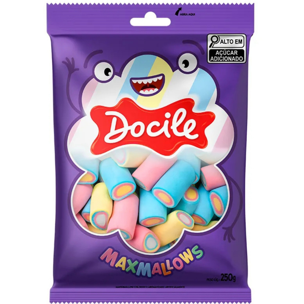 Marshmallow Tubo Colorido Liso 250g Docile em Oferta na Shopee