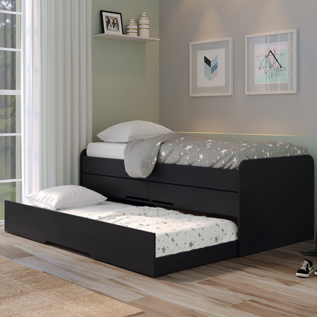 Cama Bicama Quarto Solteiro Juliette com Auxiliar e Gavetas em Oferta na Shopee