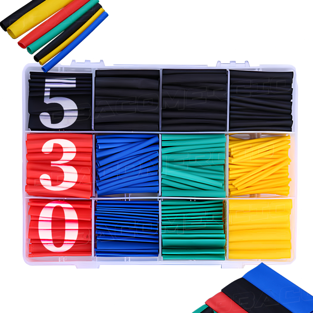 Kit Espaguete Isolante Tubo Termo Retrátil Colorido 530 Pçs