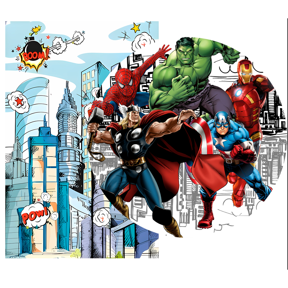 Capa De Painel Redondo + Capa De Painel Retangular Sublimação Decoração Festa Tema Vingadores
