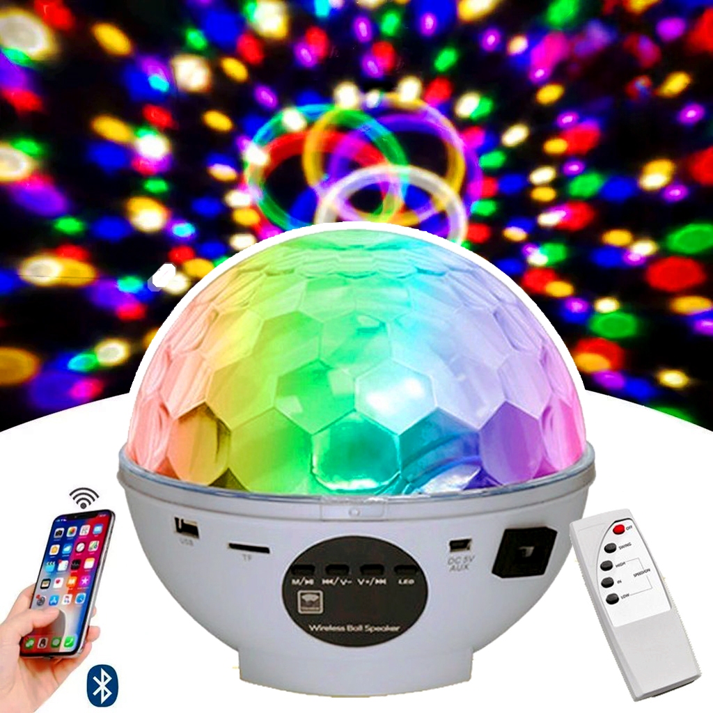 Globo Colorido Rgb Iluminação DJ Festa Luz Giratória Bola Maluca Recarregável