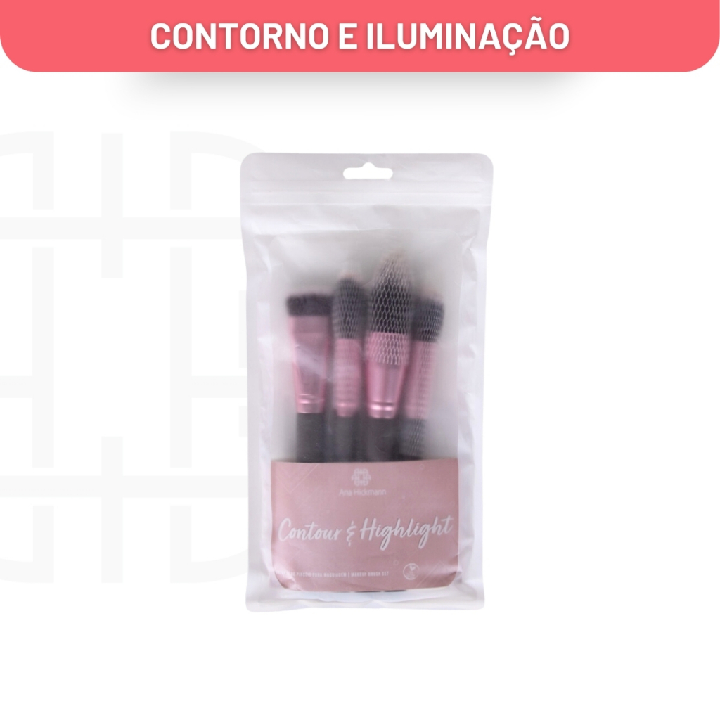 Kit com 5 Pincéis para Contorno e Iluminador Ana Hickmann