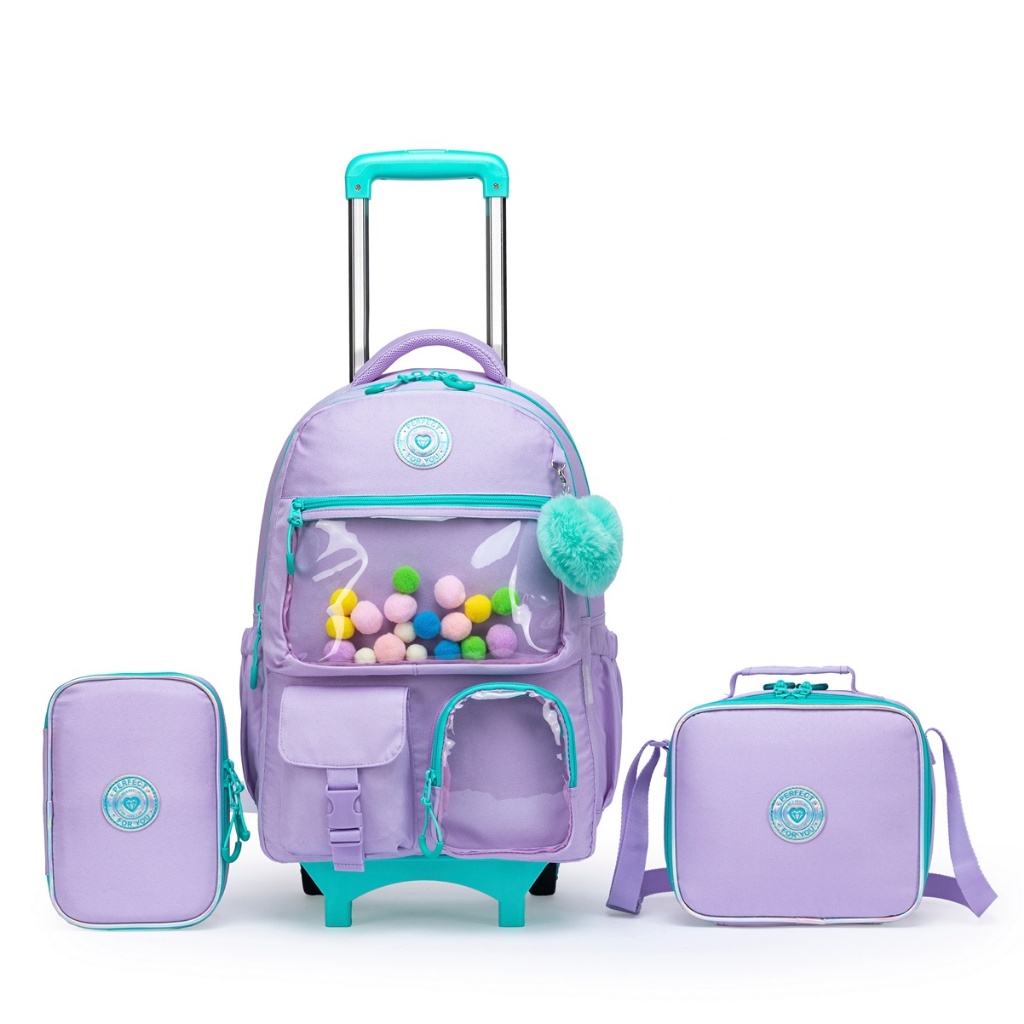 Kit Mochila de Rodinhas Escolar Feminina Infantil Moderna - Baby & Kids Fashion