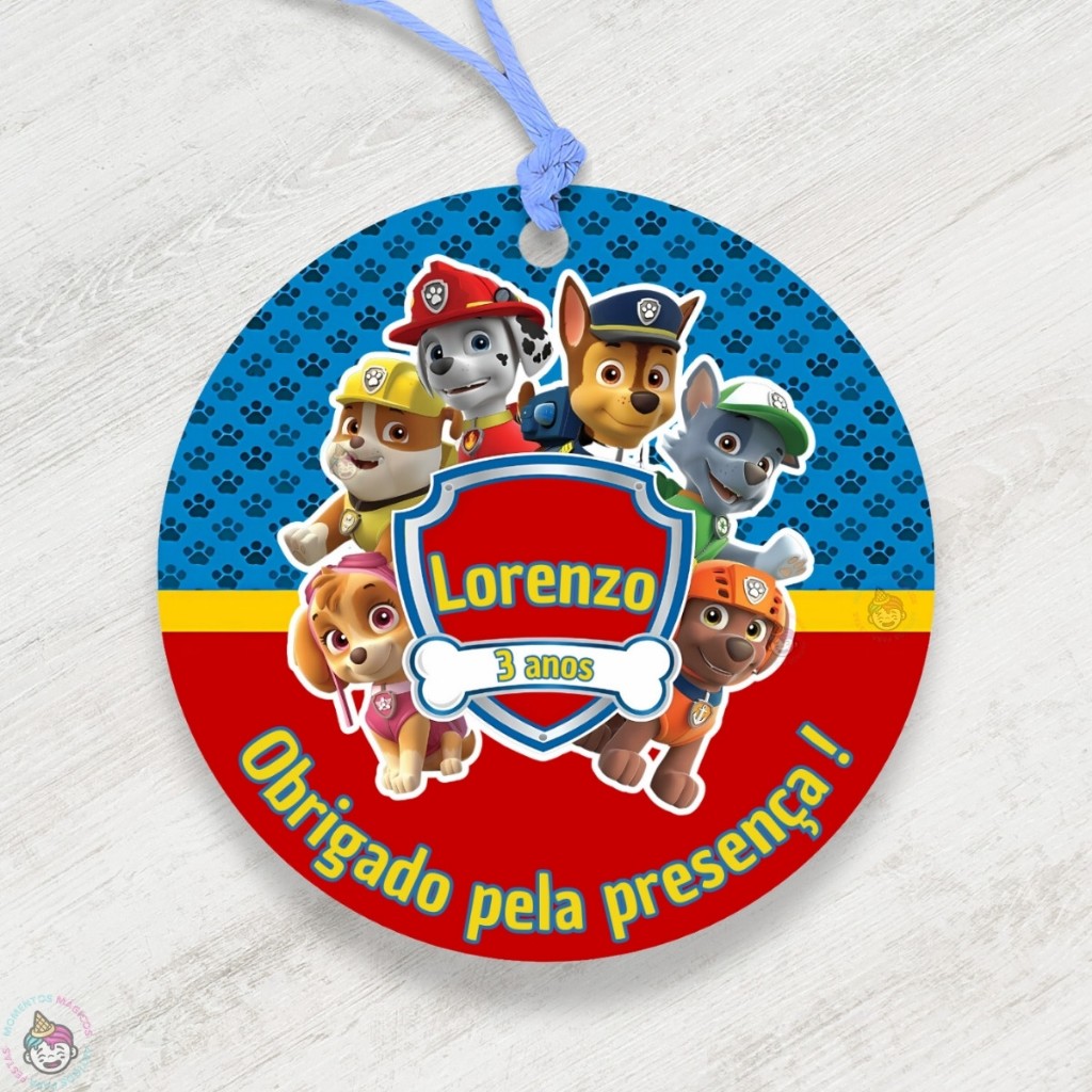 Tags Lembrancinha Obrigado pela Presença Patrulha Canina Personalizados Nome Idade Festa Aniversário