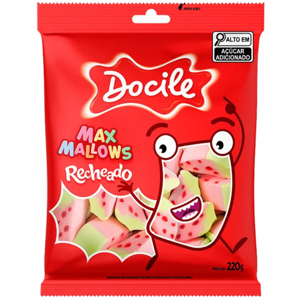 Marshmallow Twist Recheado Morango 220g Docile em Oferta na Shopee