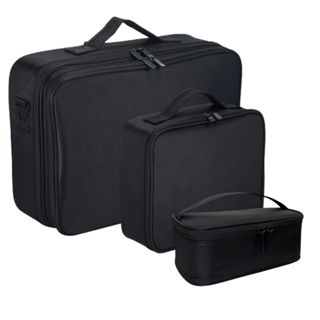 KIT 3 Maleta de Maquiagem Profissional Grande, Média e Pequena Preta com Divisórias BL-1110K em Oferta na Shopee