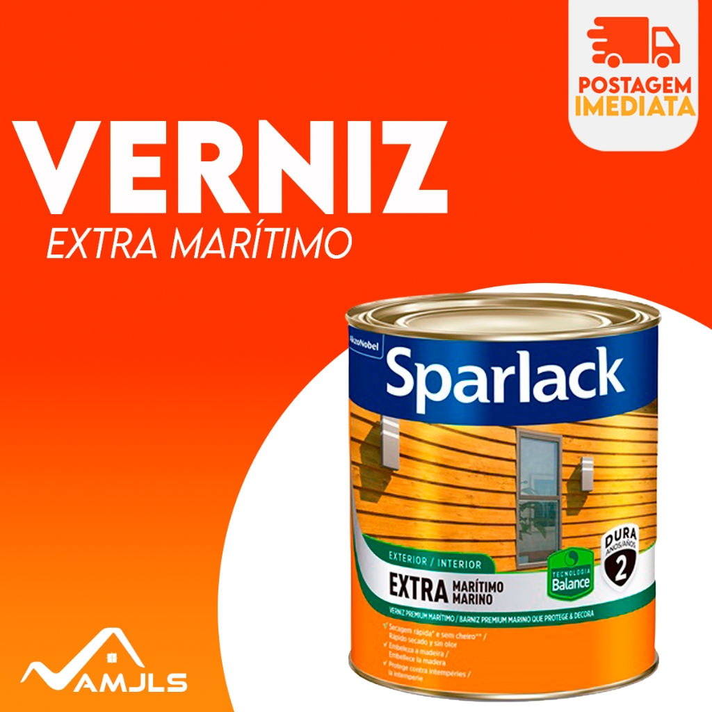 Verniz Sparlack Extra Marítimo Balance a Base dÁgua Natural Brilhante, acetinado e canela 900ML